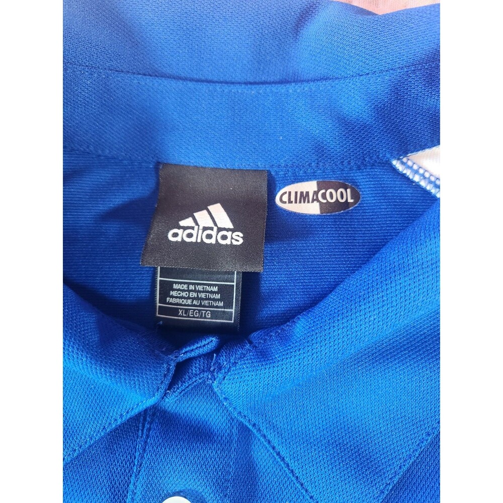Adidas Kansas Jayhawks Polo Shirt ClimaCool Polyester Mens XL Blue White Red - Picture 3 of 9